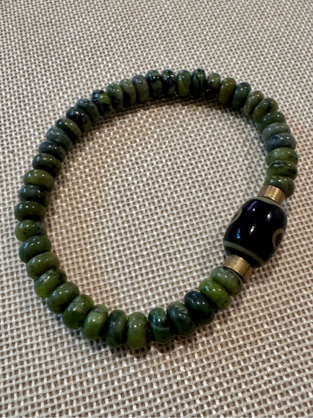 One of a kind handmade Jade Mens bracelet